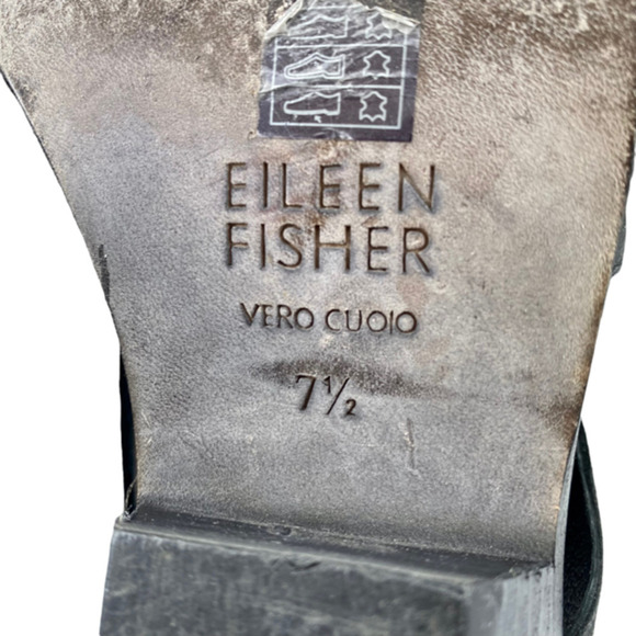 Eileen Fisher Black Cluster Crisscross Leather ankle boots 7.5 US steampunk boho - Picture 11 of 11